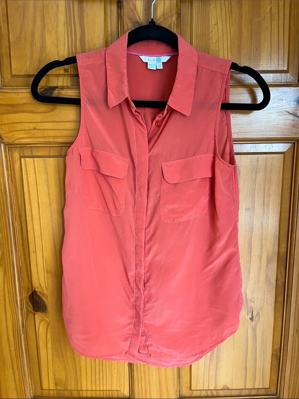 Boden Coral Sleeveless Button-Front Blouse